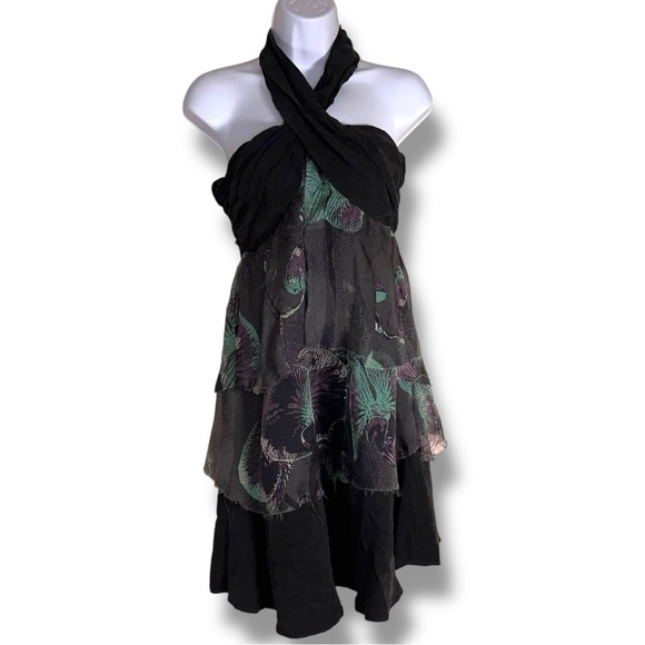 New XS Objects Without Meaning Dress Halter Style  Boho Sleeveless Layered - Picture 1 of 15